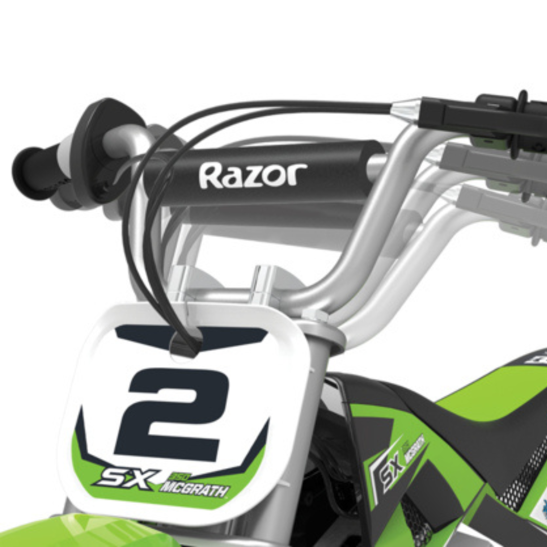 Razor SX350 McGrath Dirt Bike From 360 Leisure, Razor SX350 McGrath Dirt front close up, motorbike, motor bike, kids motorbike, kids motor bike, kids minibike, minibike, kids mini bike, mini bike, razor, crazy cart, gift for kids, outdoor gifts for kids, fun gift for kids, razor scooter, electric scooter, electric scooters, razor electric scooter, razor scooter electric scooter, razor e scooter, razor e electric scooter, razor power scooter, razor e100s electric scooter